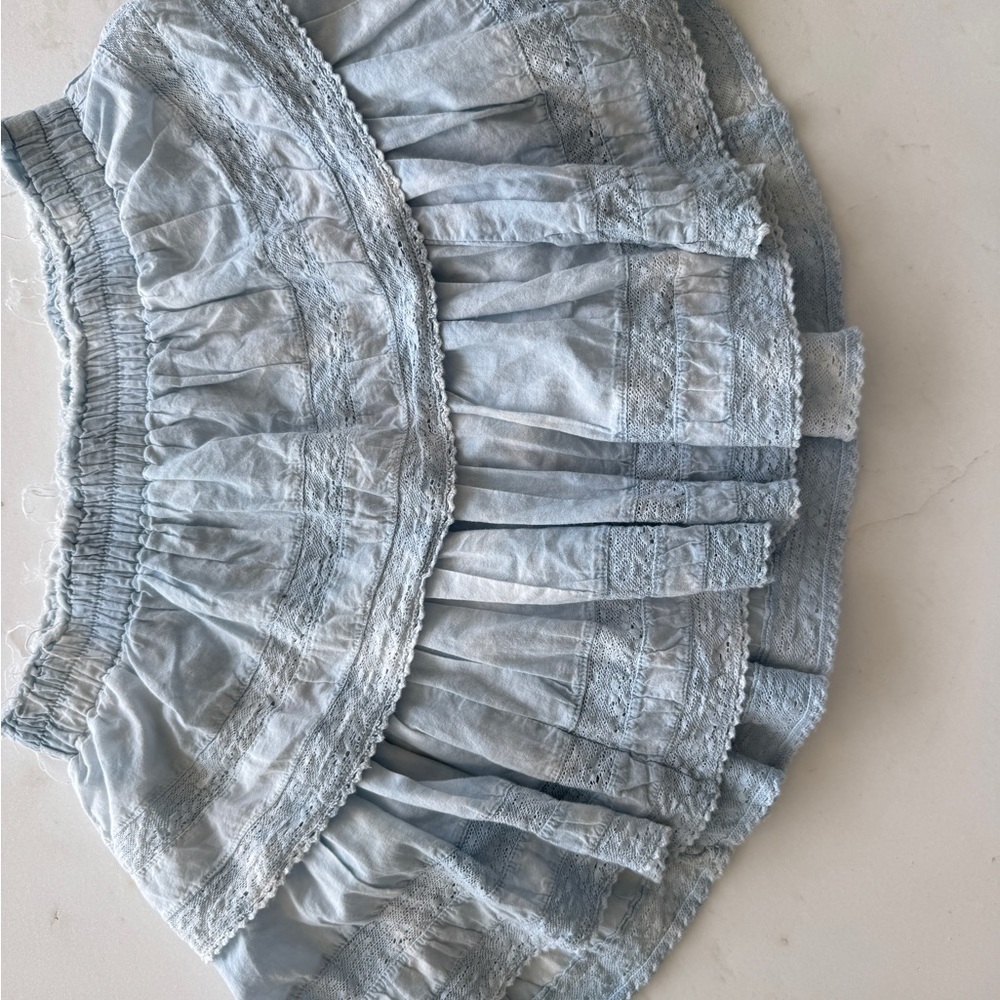 LoveShackFancy Light Blue Mini Skirt